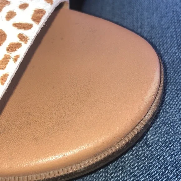 Madewell The Ilana Slide Sandal in Calf Hair size 6 seaside blue Wash leather​​ - Picture 4 of 11